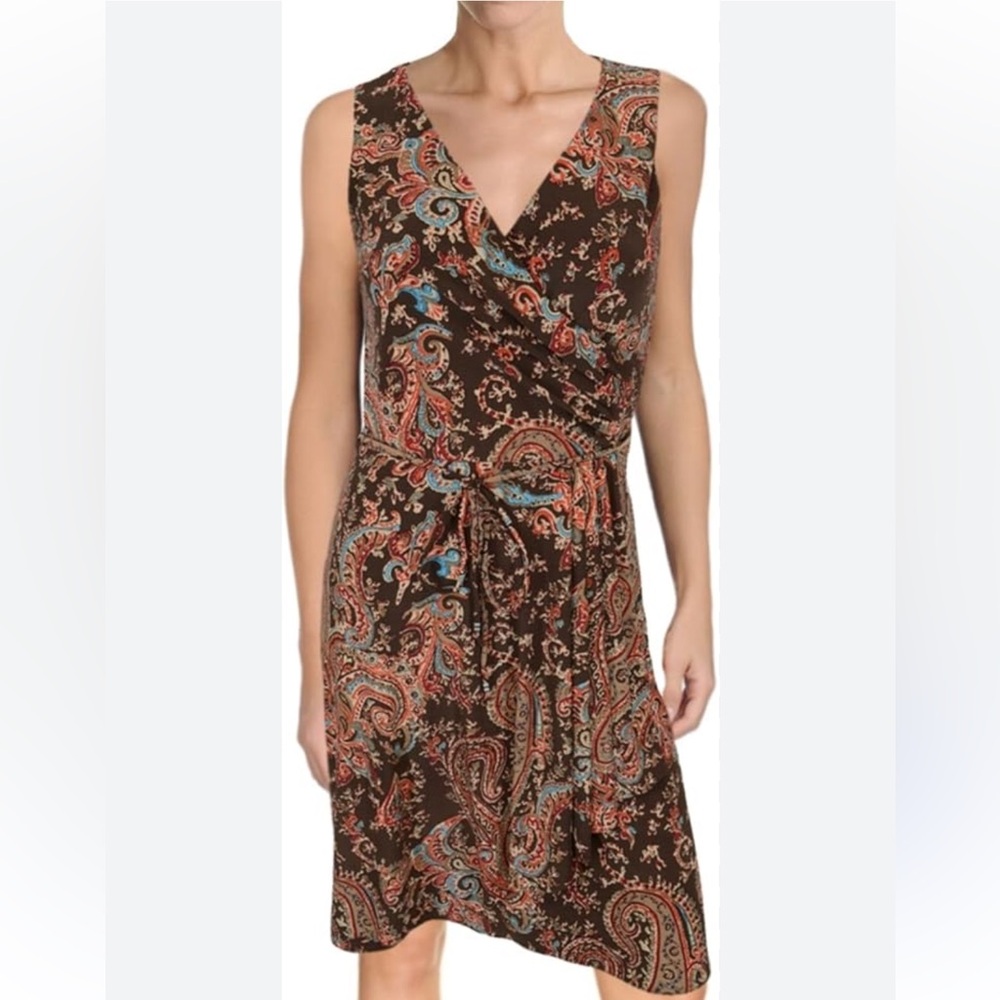Lauren Ralph Lauren brown Paisley Sleeveless Dress size M